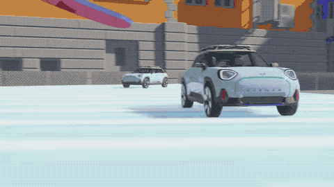 Drive around in the MINIverse as a MINI Concept Aceman. Promotional image of the MINIverse.