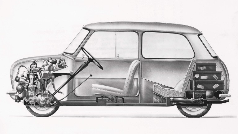 X-ray image of a classic Morris Mini-Minor.