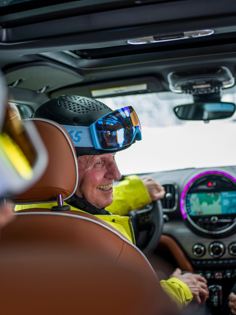 Image of the “Sliver Sliders”, sitting inside the MINI Countryman. 