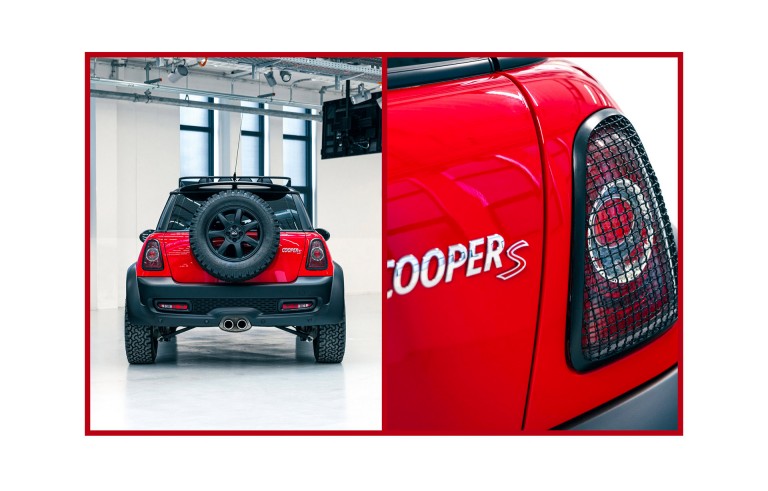Highlights of the back of the MINI Cooper S "Red Mudder" by Dsquared2.